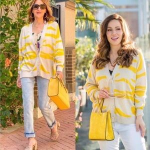 Cabi Style 5836 Yellow and Cream Women's Cardigan